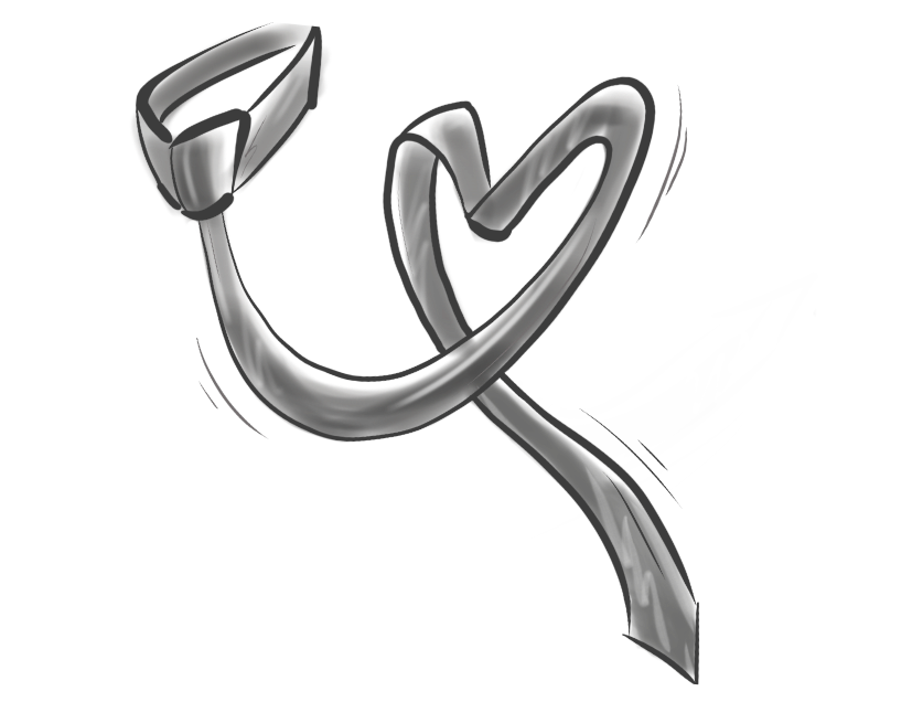 Eine schwarze Skizze eines Stethoskops auf dunklem Hintergrund.