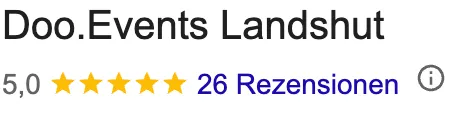 Google Bewertungen DooEvents Landshut auf weißem Hintergrund